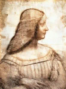 Isabella d'Este bestürmte Leonardo da Vinci über mehrere Jahre, der Zeichnung noch ein Porträt in Farbe folgen zu lassen. Ob es dazu kam, ist umstritten: 2015 wurde in der Schweiz ein Porträt der Kunstförderin von Mantua beschlagnahmt, das womöglich von Leondaro stammt.