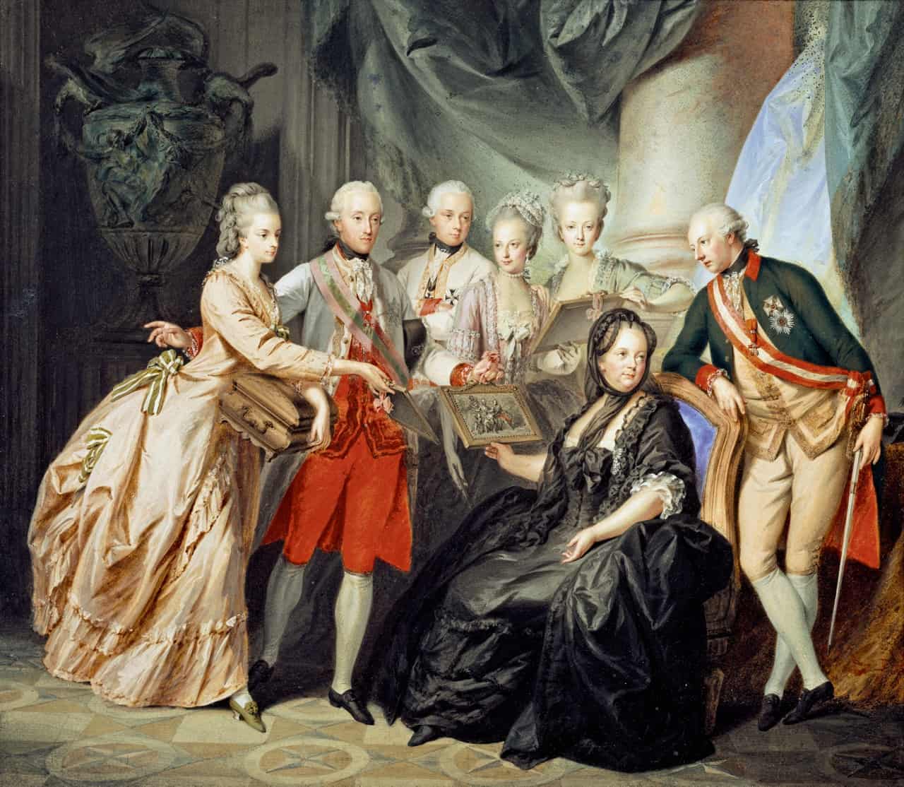Kaiserin Maria Theresia im Kreise ihrer Kinder. 1776. Gemälde von Friedrich Heinrich Füger (Quelle: https://freimaurer-wiki.de/)