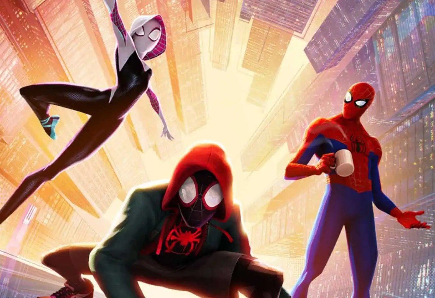 Transmediales Storytelling II: Miles Storyline wird im animierten Film Spider-Man: Into the Spiderverse (2018) zum Oscargewinner – zusammen mit Peter Parkers Spider-Man, Spider-Gwen und weiteren Variationen des Netzwerfers.