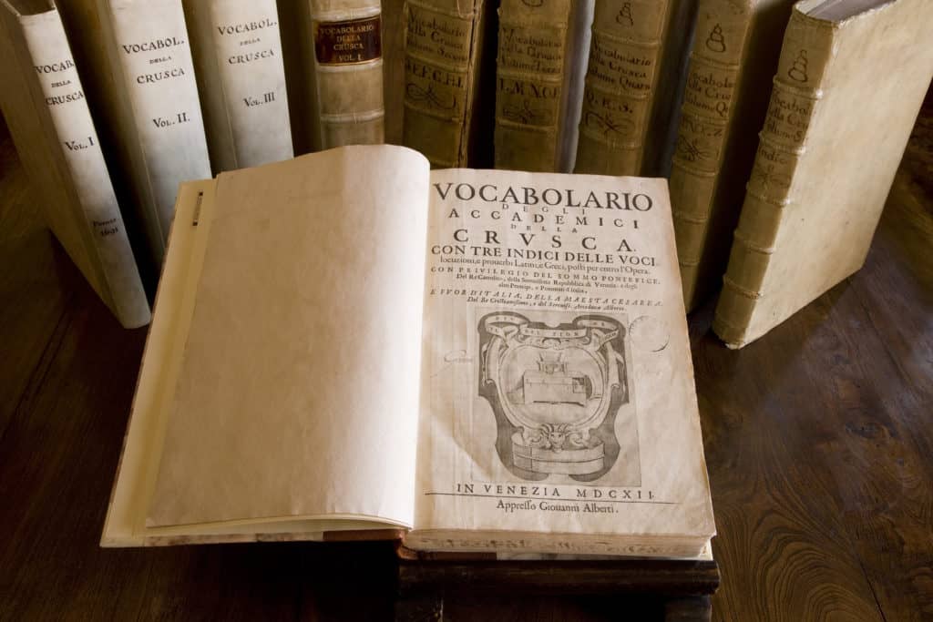 Erstausgabe des Vocabolario degli Accademici della Crusca . Bild: Accademia della Crusca